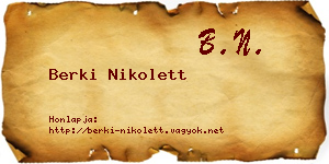 Berki Nikolett névjegykártya